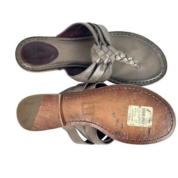Frye Carson Leather Twisted Thong Sandals in Brown size 8M - Picture 5 of 9